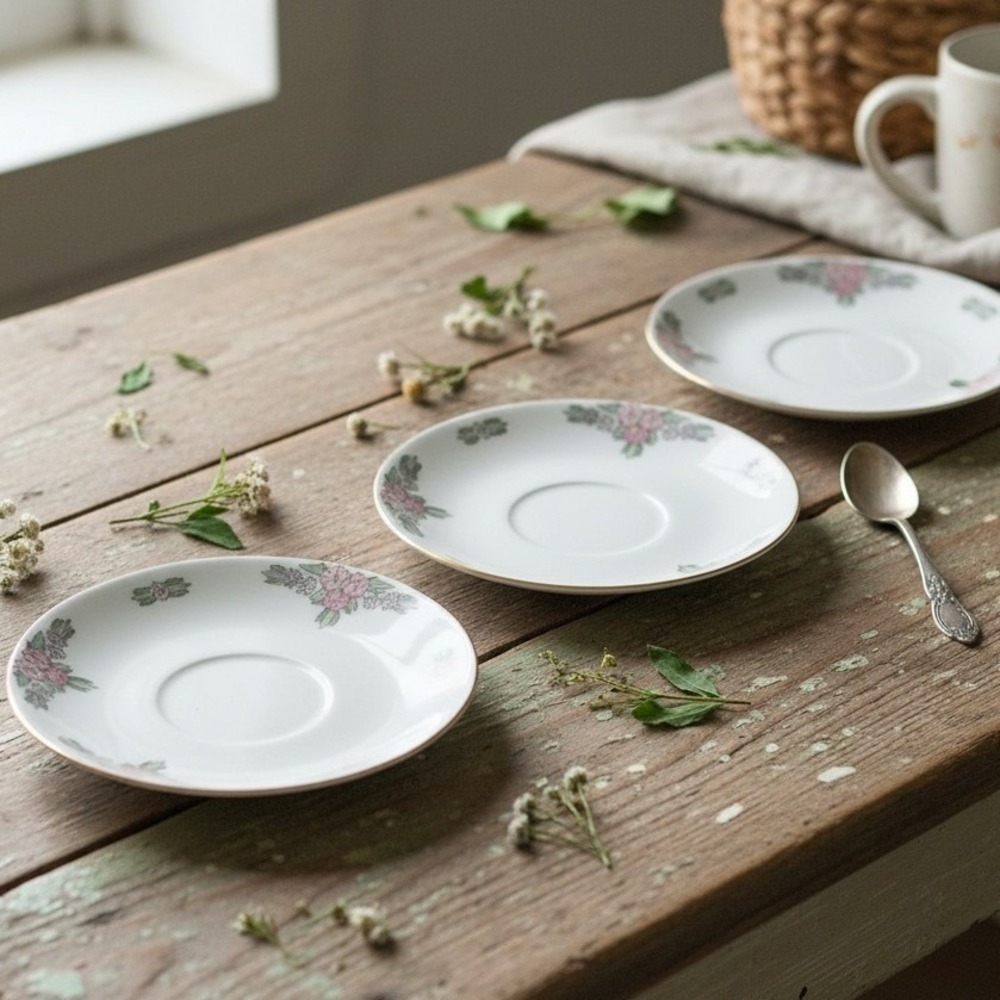 Mary Ann Vallery Saucers Floral Set of 3